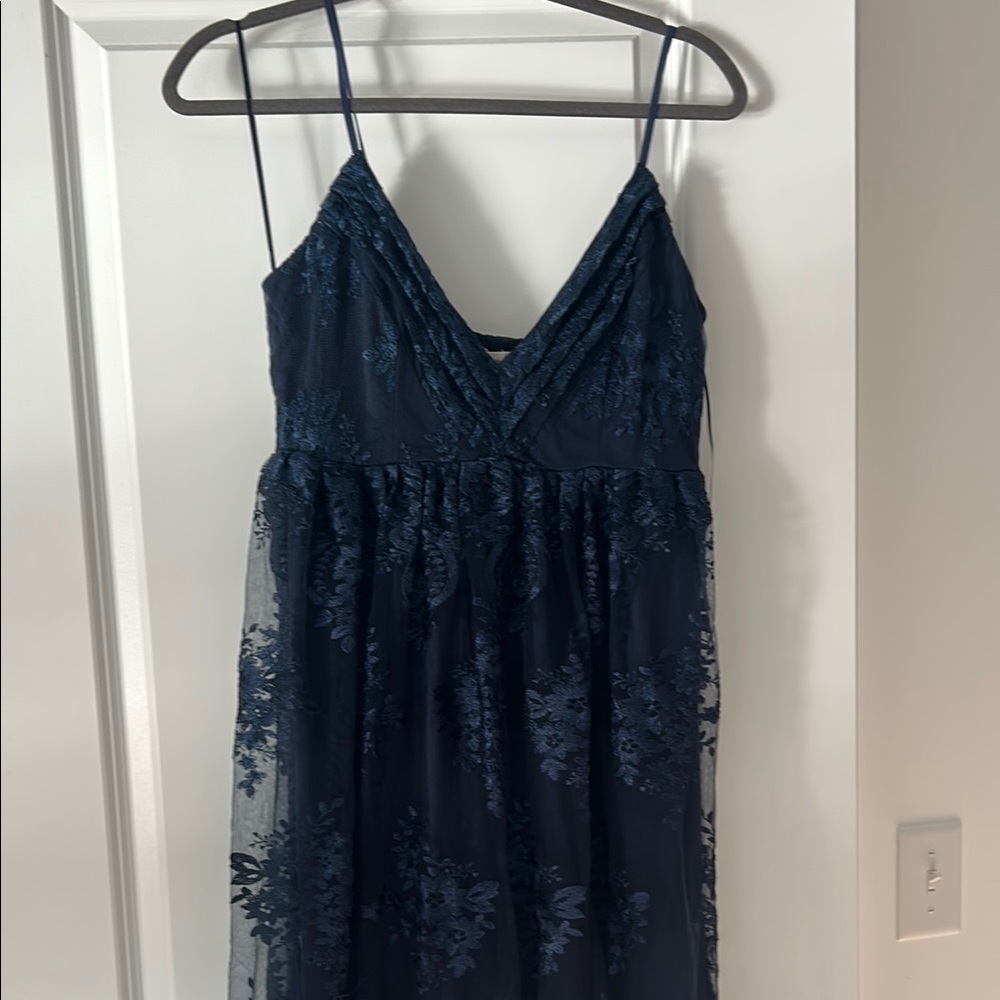 Navy Floral Lace Overlay Maternity Maxi Dress